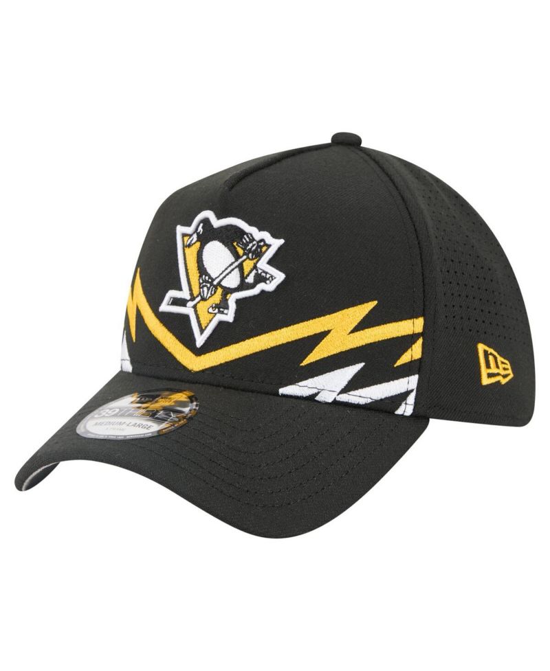 Men's Black Pittsburgh Penguins 39THIRTY A-Frame Perforated Flex Hat