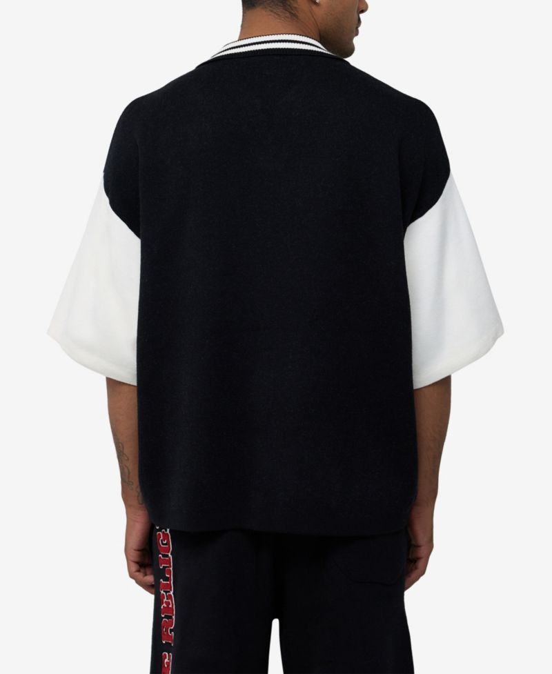 Men's Knit Oversized Polo Shirt