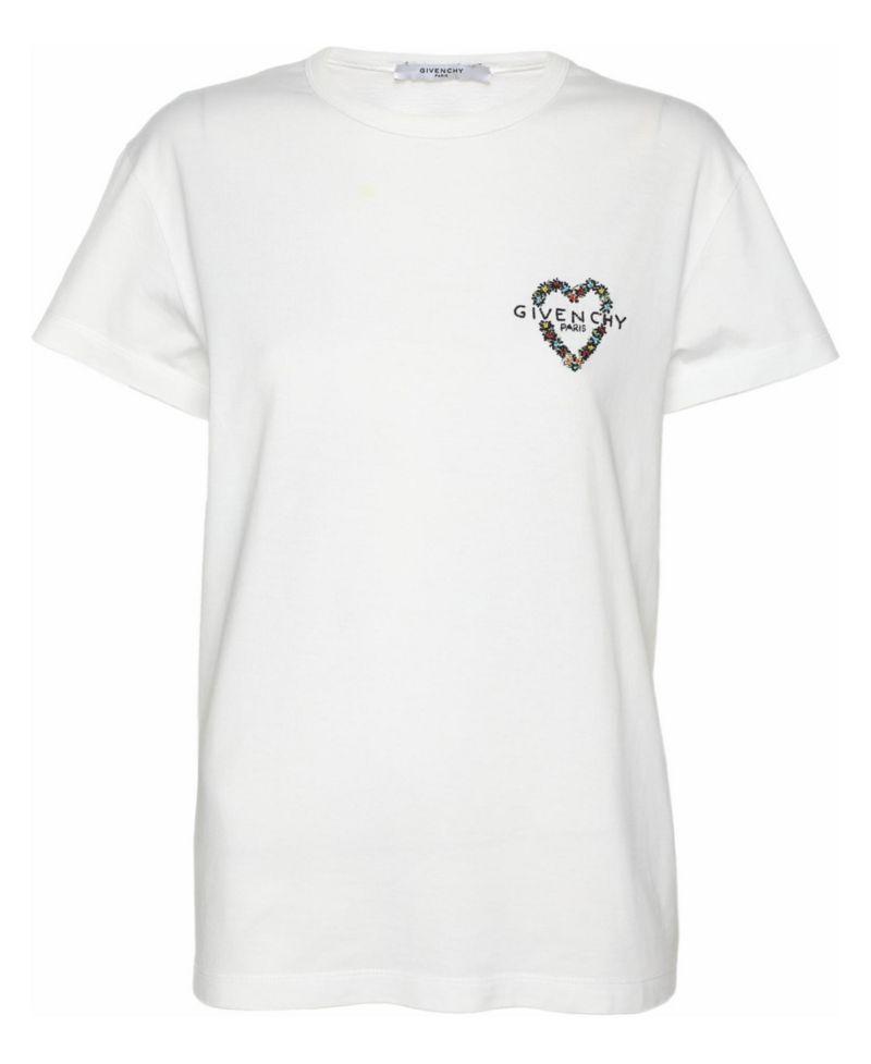 Women's Jersey Embroidered Floral Heart T-Shirt