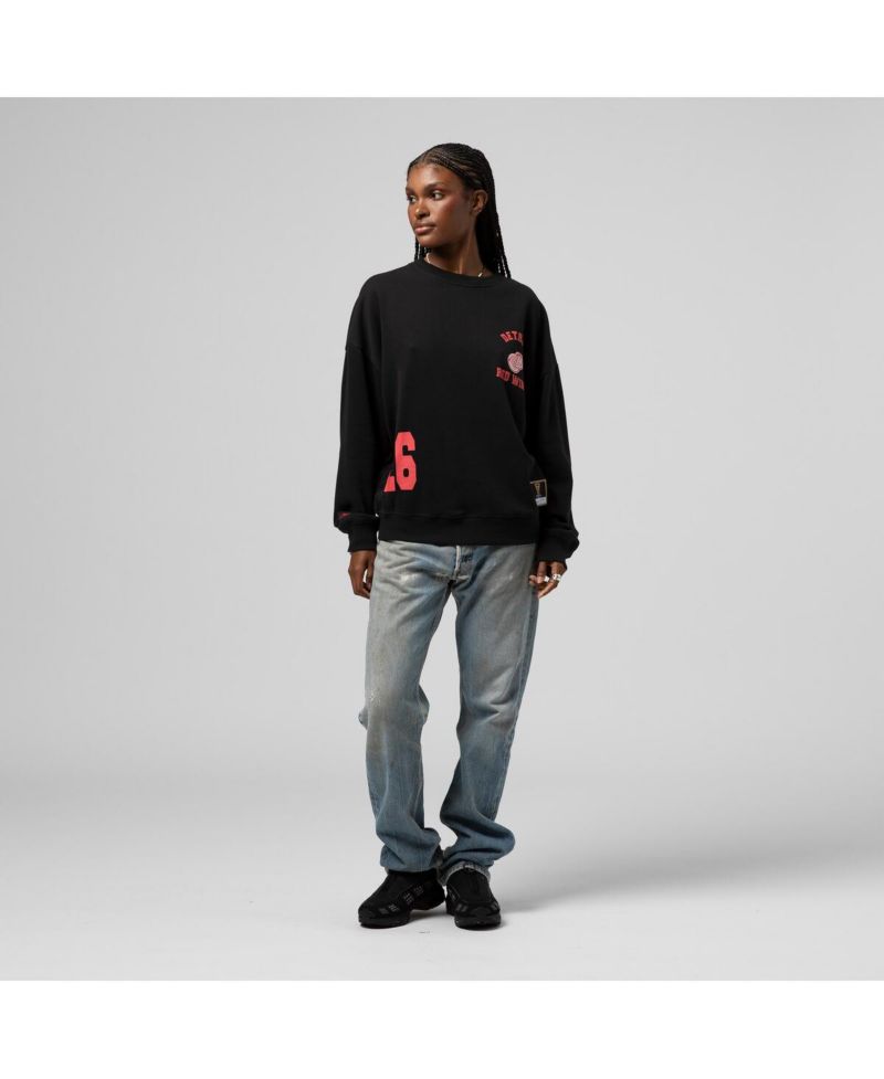 Women's Black Detroit Red Wings Crewneck Sweatshirt