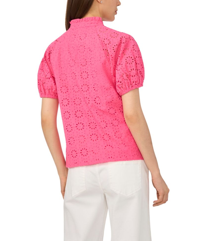 Women's Short-Sleeve Split Neck Blouse