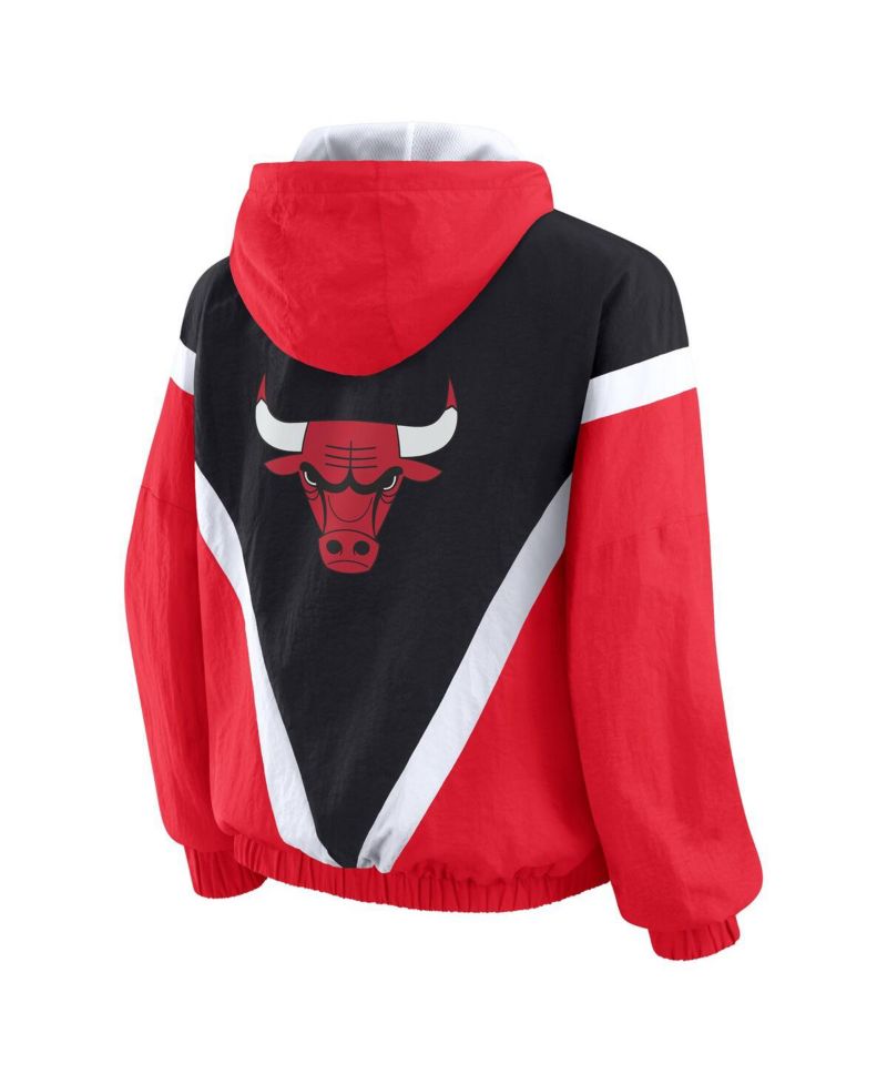 Women's Black/Red Chicago Bulls Color Block Full-Zip Hoodie Windbreaker Jacket