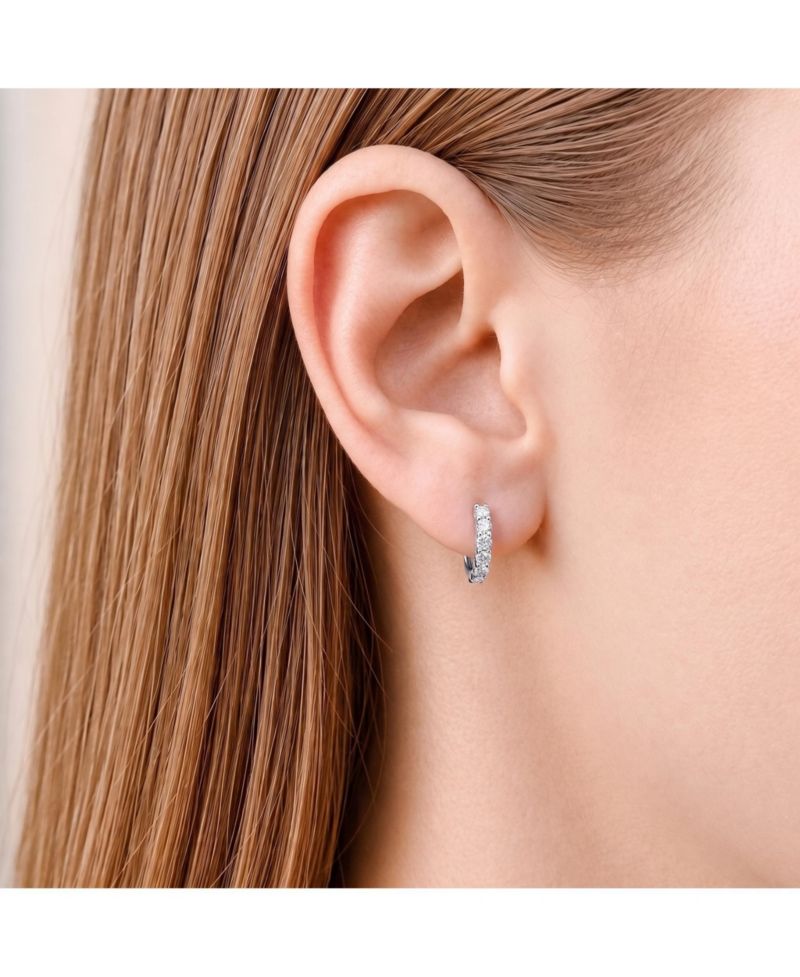 Dainty 12MM Sparkling CZ Extra Mini Huggie Hoop Earrings