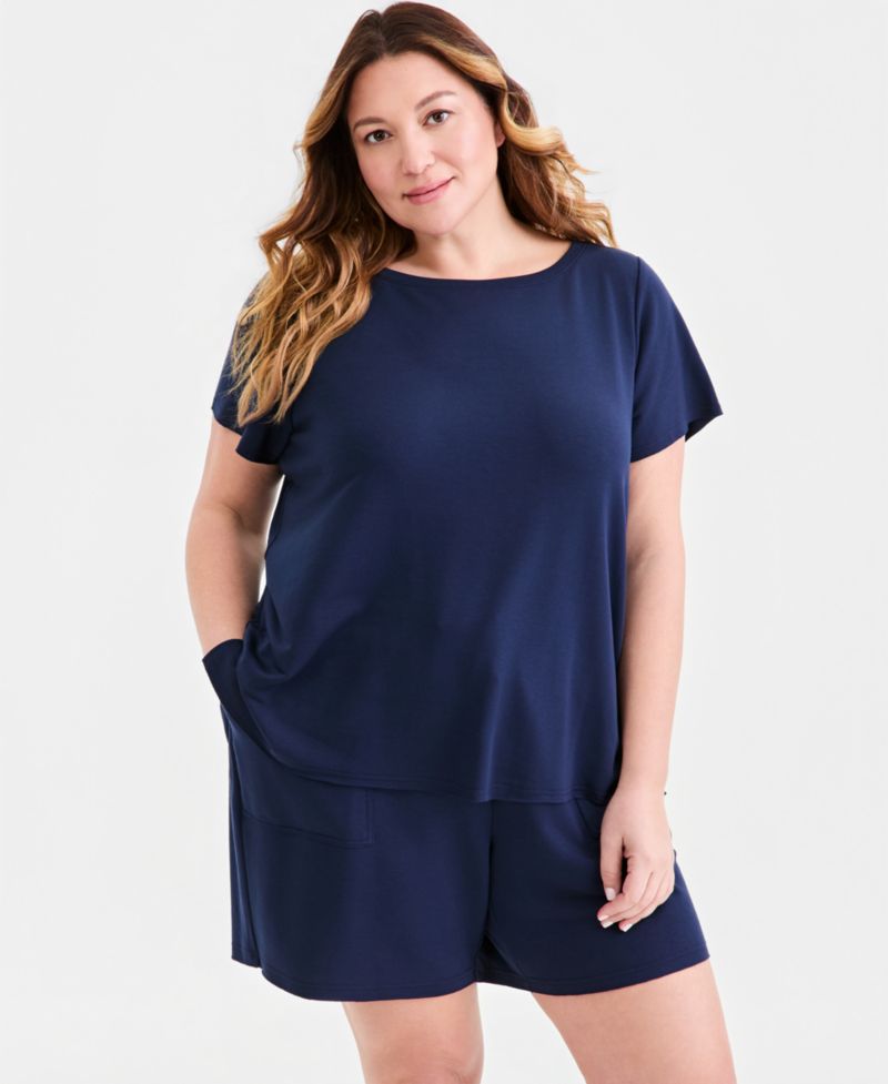 Plus Size LuxLounge French Terry Short-Sleeve Top