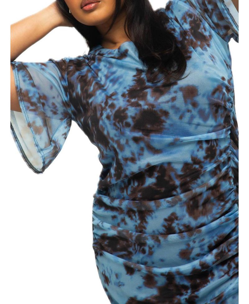 Women's Abstract Print Mesh Midi Dress