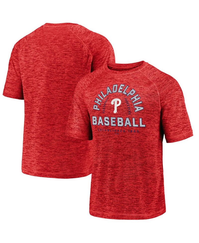 Men's Red Philadelphia Phillies Line Up Primary Threat Striated T-Shirt