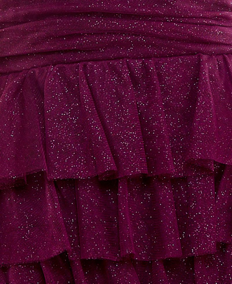 Juniors' Knot Front Tie Shoulder Tier Skirt Dress