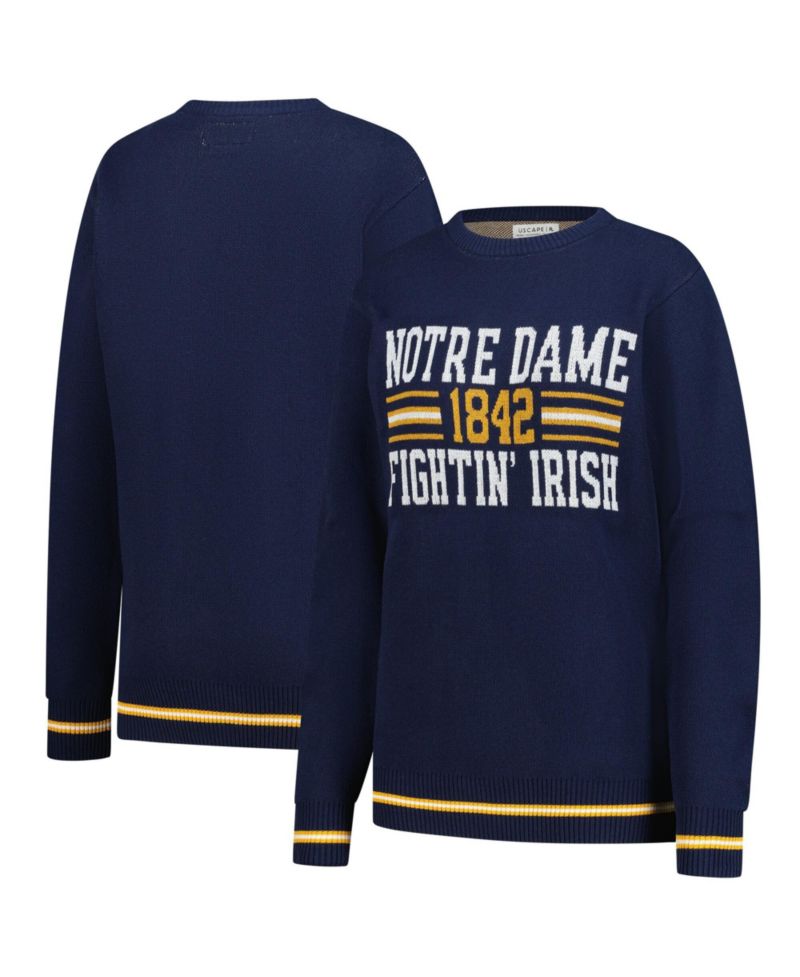 Men's and Women's Navy Notre Dame Fighting Irish Renew Knit Vintage Retro Sweater