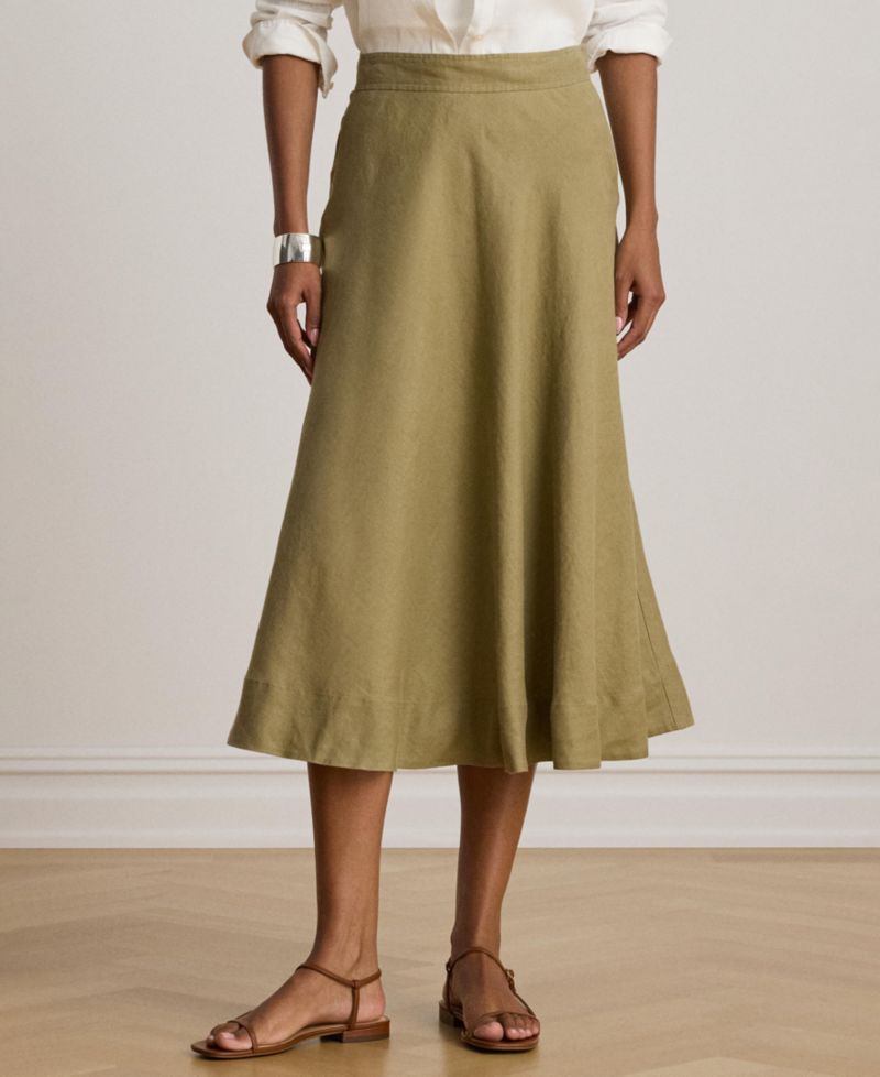 Women's Linen A-Line Midi Skirt