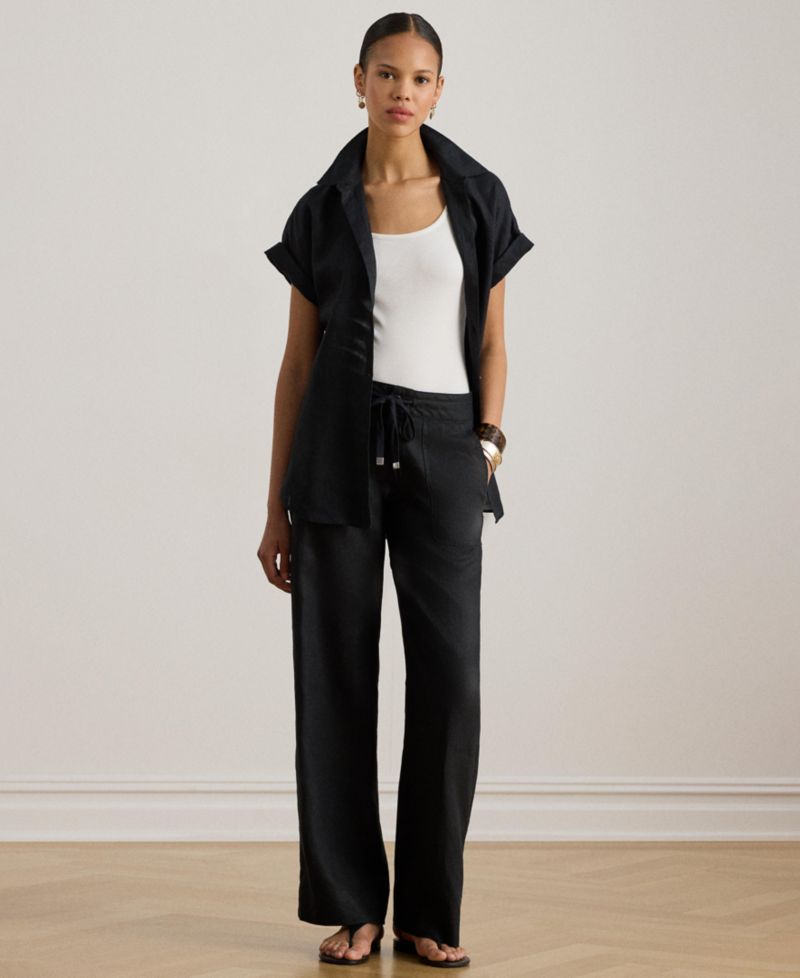 Petite Wide-Leg Linen Pants