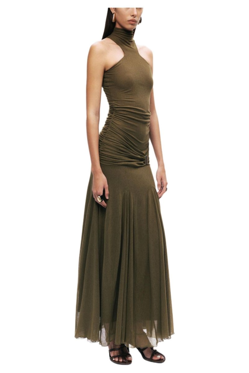 Women's Halter Neck Draped Maxi Dress