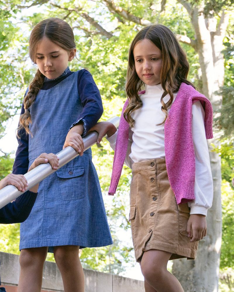 Little and Big ( 6 to 12 ) Corduroy Button Front Skirt