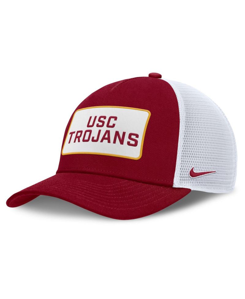 Men's Cardinal/White USC Trojans 2025 On-Field Rise Patch Trucker Adjustable Hat