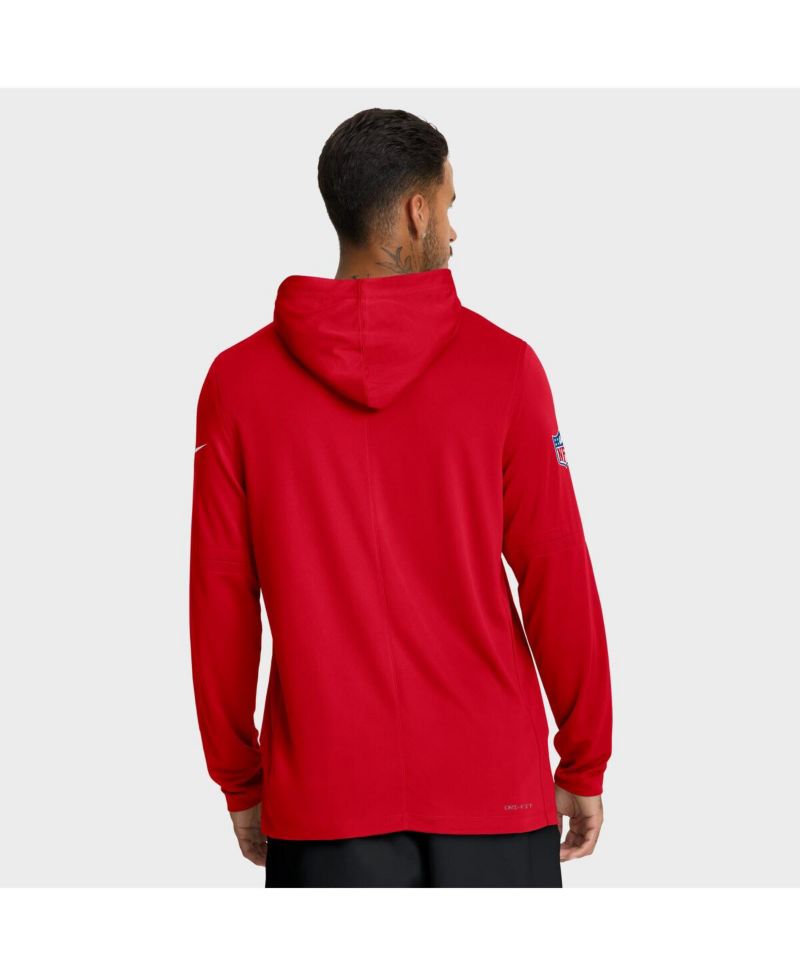 Men's Red Houston Texans Sideline Pure Fury Performance Long Sleeve Hoodie T-Shirt
