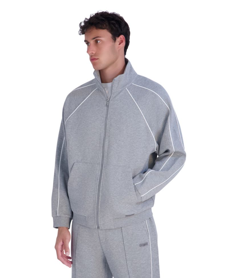 Men's Metal Logo Patch and Piping Detail Ponte Track Jacket