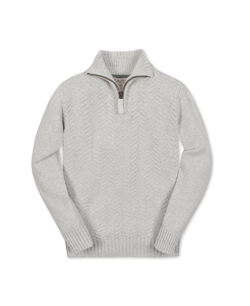 Hope and Henry Little and Big Boys' Organic Long Sleeve Half Zip Cable Pullover Sweater