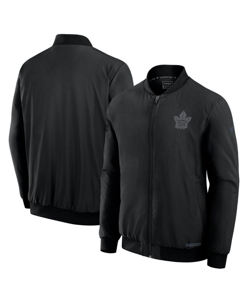 Men's Black Toronto Maple Leaf's Authentic Pro Road Full-Zip Bomber Jacket
