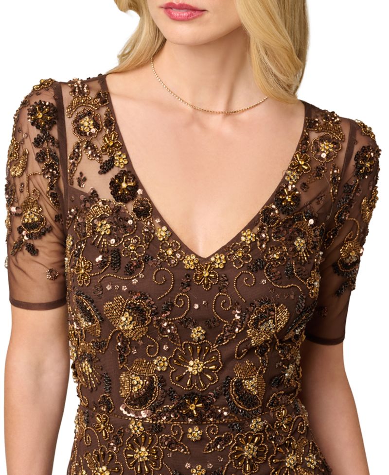 Petite Sequin V-Neck Gown