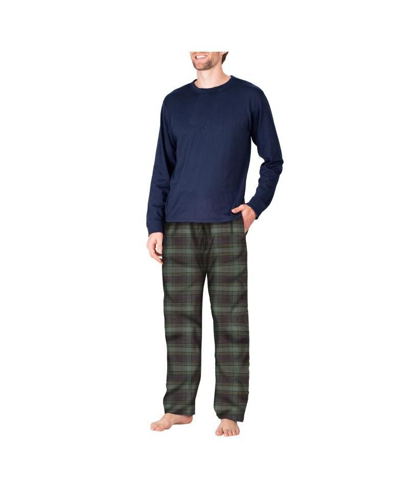 Men's Crew Neck Flannel Pajama Set