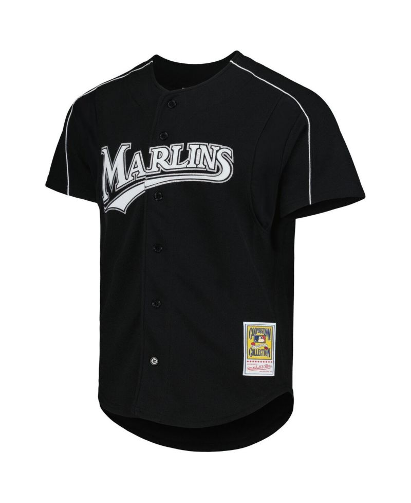 Men's Dontrelle Willis Black Florida Marlins Cooperstown Collection Mesh Batting Practice Button-Up Jersey