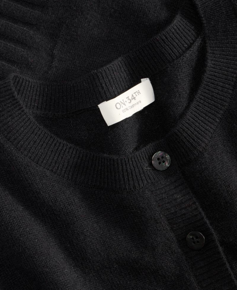 Women's 100% Cashmere Cropped Shrunken Crew Cardigan