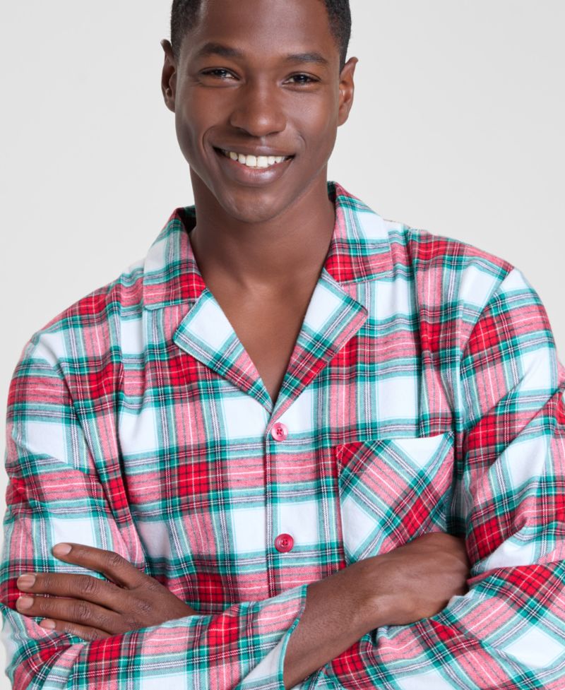 Men's Merry Plaid Notch Collar Matching Family Pajamas Set