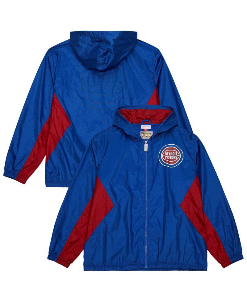 Men's Blue Detroit Pistons Playmaker Full-Zip Hooded Windbreaker Jacket