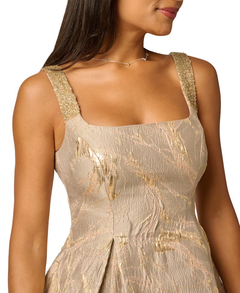 Women's Metallic Jacquard Fit & Flare Dress