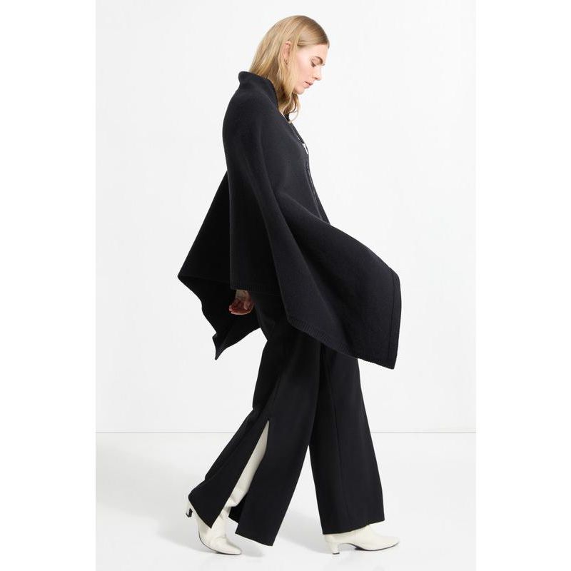 Women's Mika Italian Merino Wool Asymmetric-Hem Knit Cape with Zip