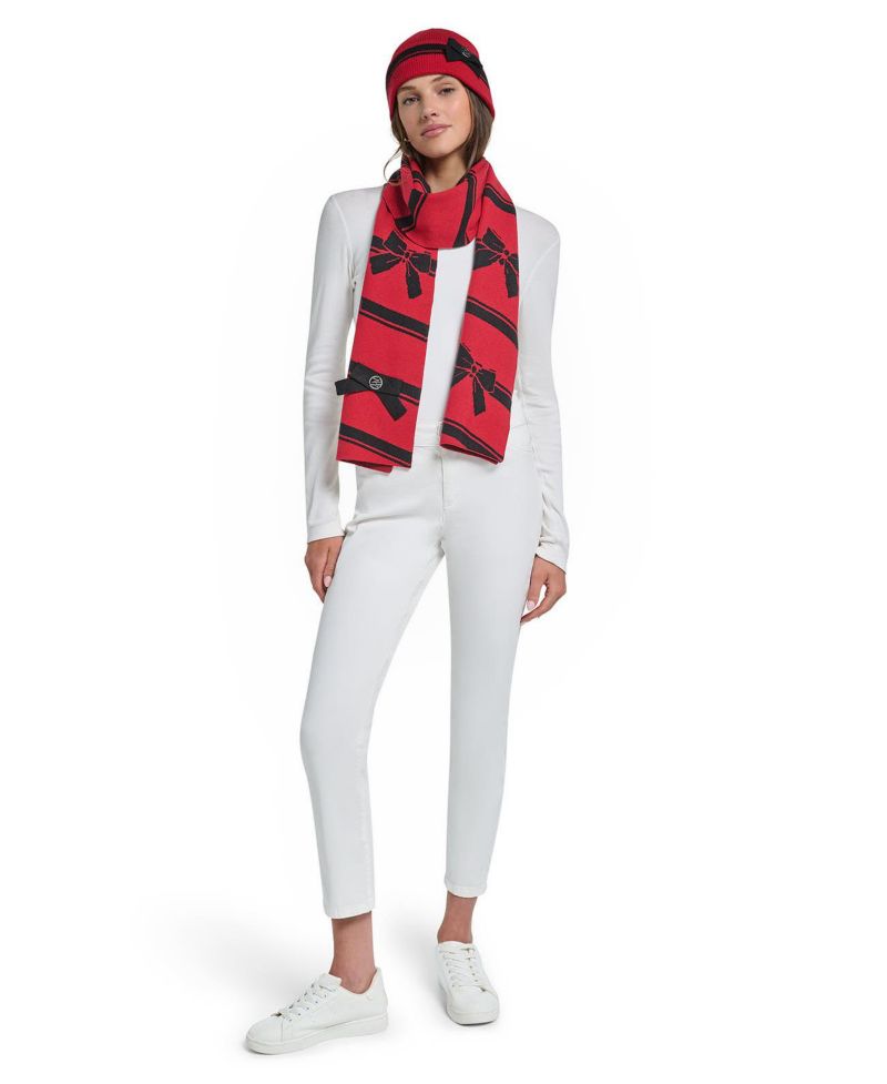 2-Piece 3D Bow Hat and Scarf Gift Set