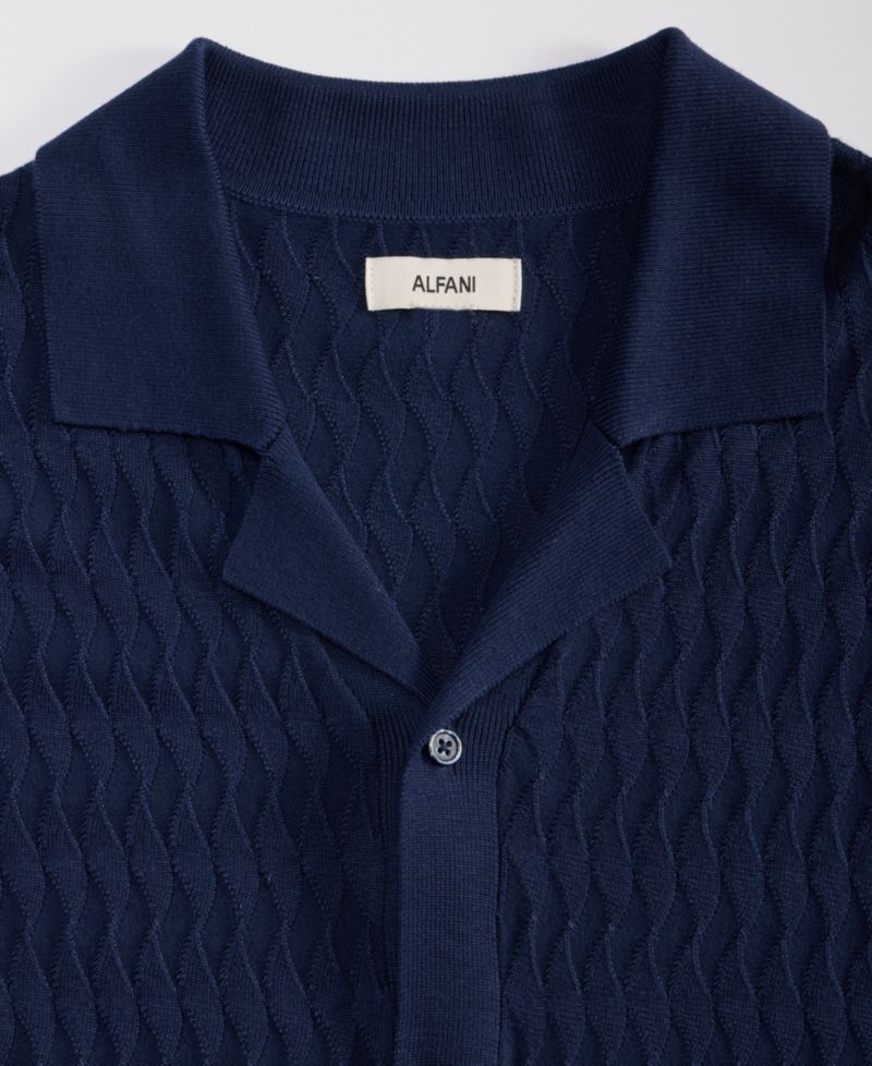 Men's Short-Sleeve Textured Button Down Sweater, Macy's Exclusive