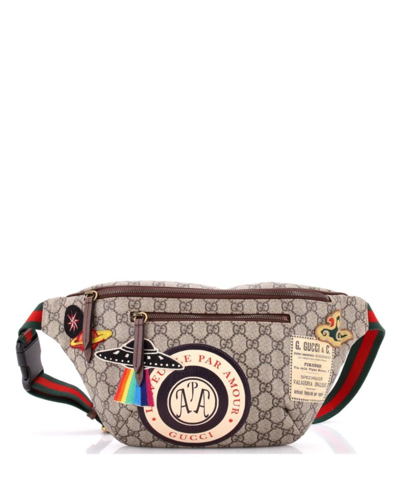 Courrier Zip Belt Bag GG Coated Canvas with Applique