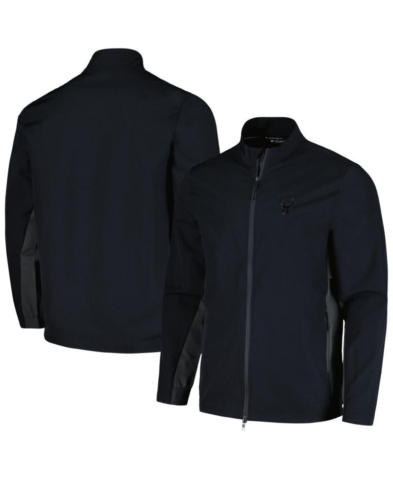 Men's Black Milwaukee Bucks Harrington Full-Zip Jacket