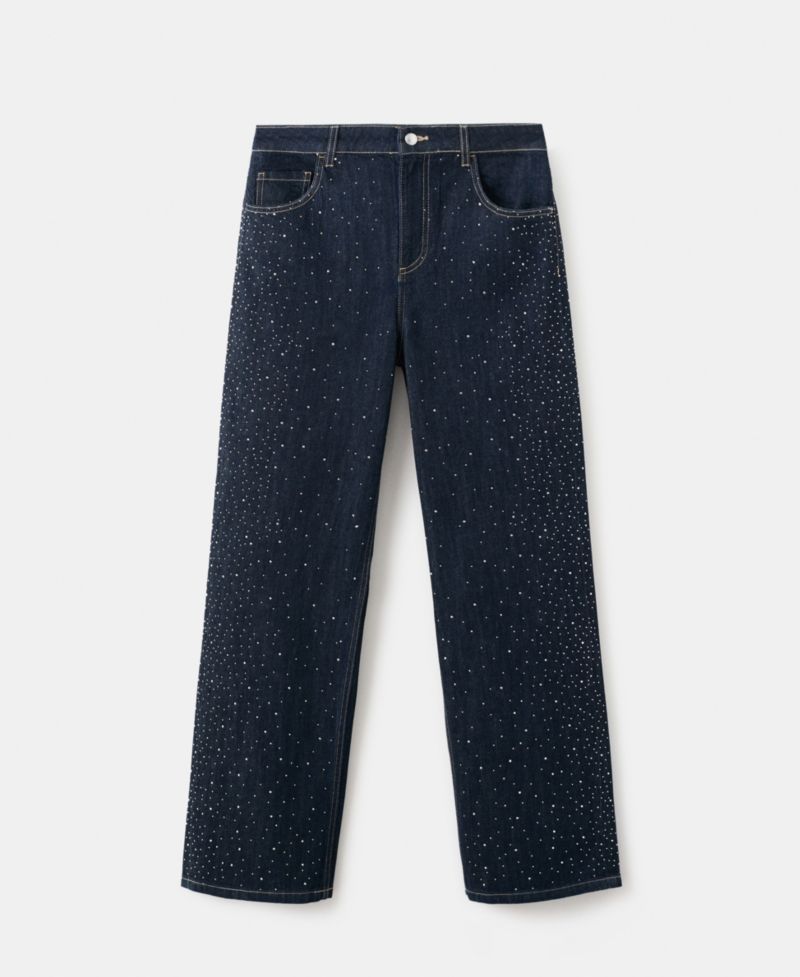 Women's Rhinestone Detail Straight Jeans