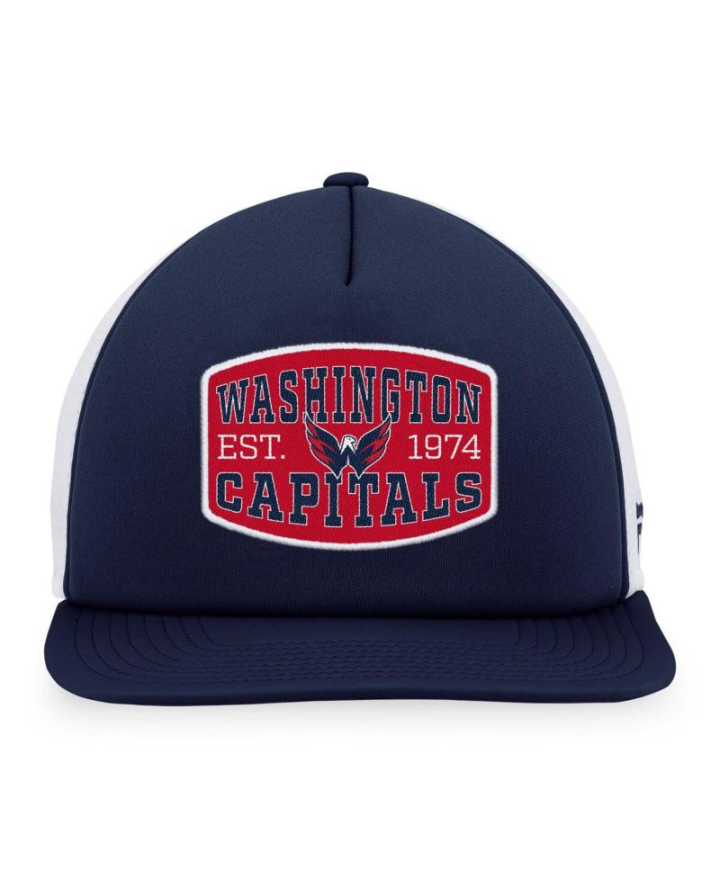 Men's Navy/White Washington Capitals Foam Front Patch Trucker Snapback Hat