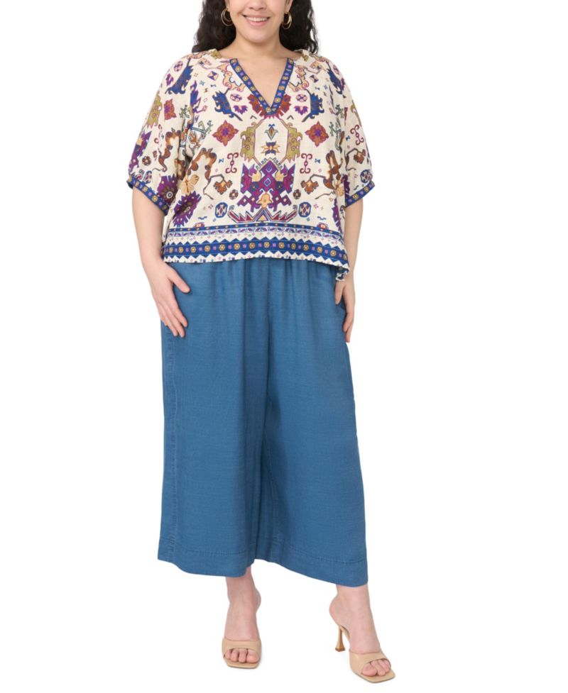 Plus Size Split V-Neck Top