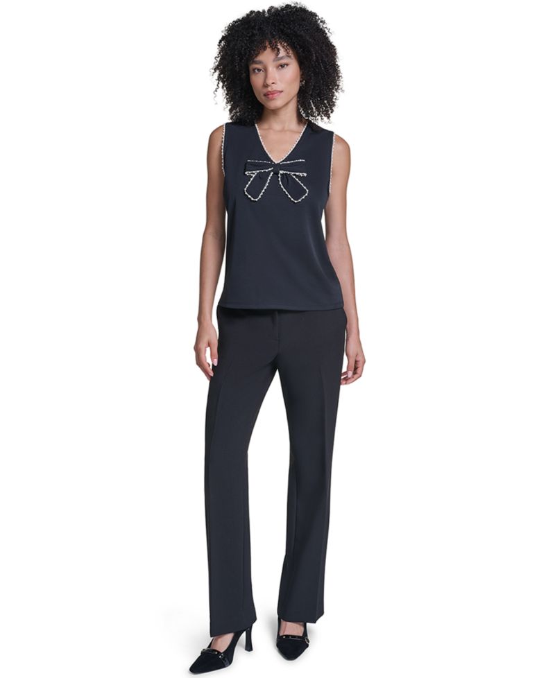 Petite Sleeveless V-Neck Bow Detail Blouse