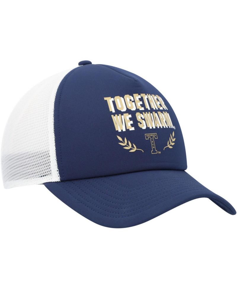 Men's Navy Georgia Tech Yellow Jackets Phrase Foam Front Trucker Adjustable Hat