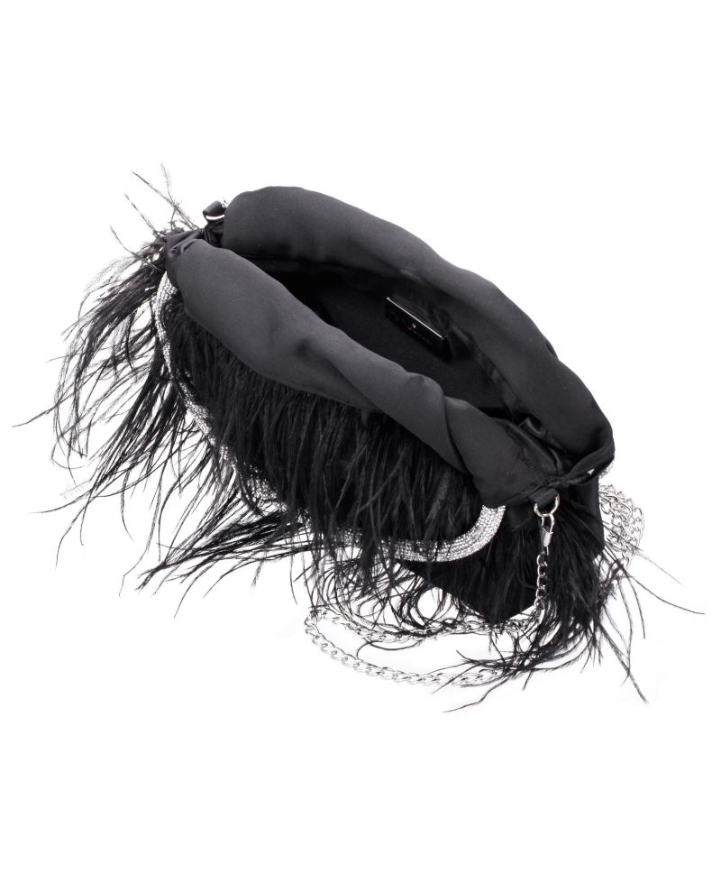 Crystal Handle Feather Pouch