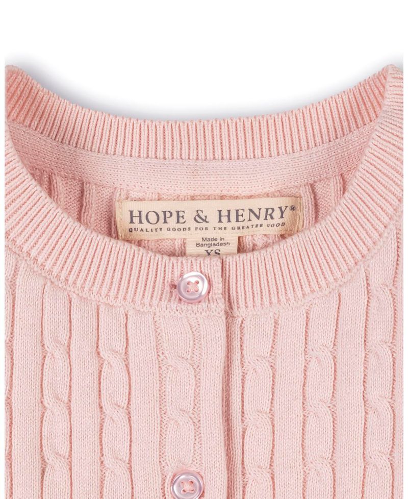 Hope and Henry Little and Big Girls' Organic Classic Cable Cardigan Sweater