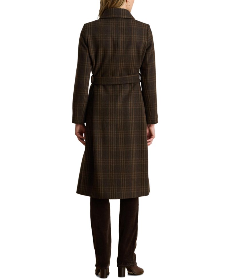 Women's Plaid Wool-Blend Belted Coat