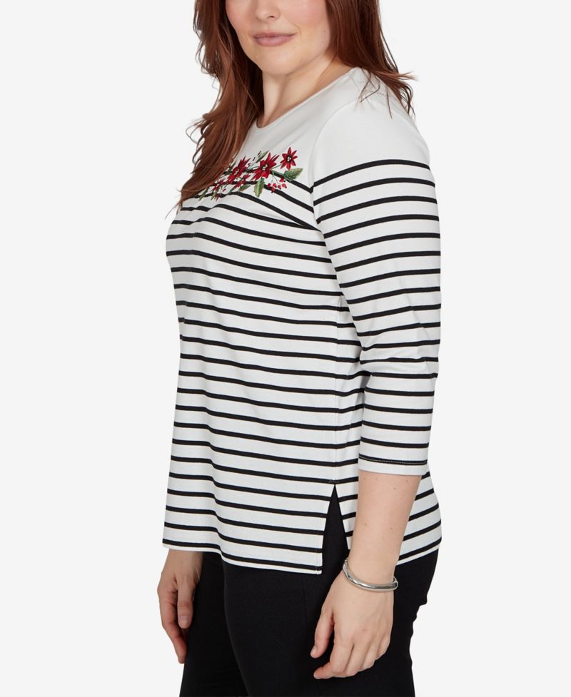 Women's Classic Poinsettia Stripe Knit Top