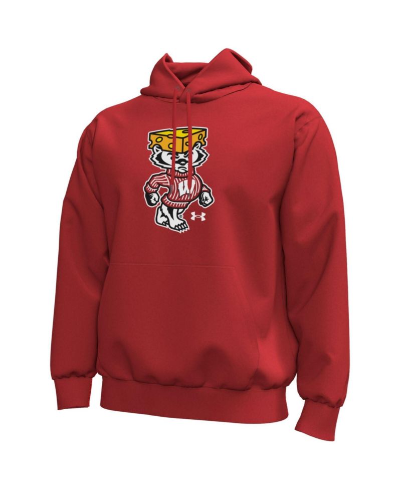 Men's Red Wisconsin Badgers Cheesehead Bucky Icon Fleece Hoodie