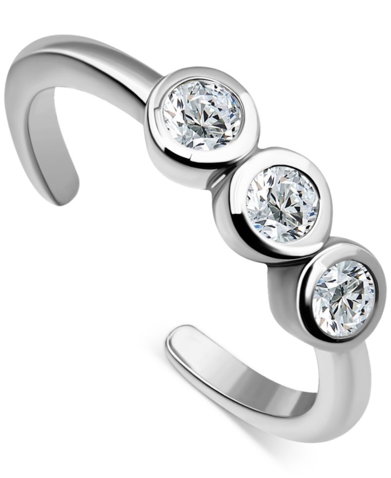 Cubic Zirconia Adjustable Toe Ring in Sterling Silver (also in 18k Gold-Plated Sterling Silver)