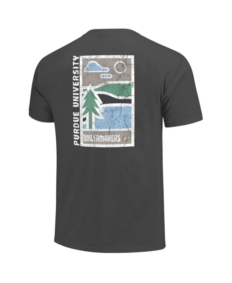 Men's Graphite Purdue Boilermakers Comfort Colors Minimal Vista Distressed Graphics T-Shirt