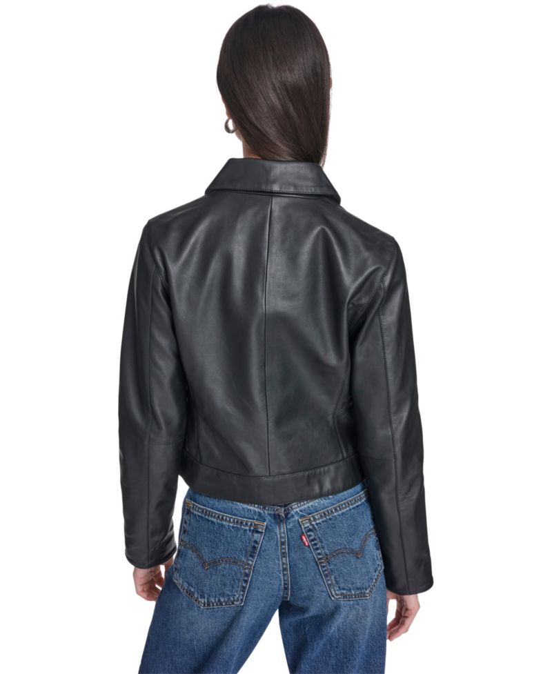 Women's Real Leather Laydown Collar Jacket