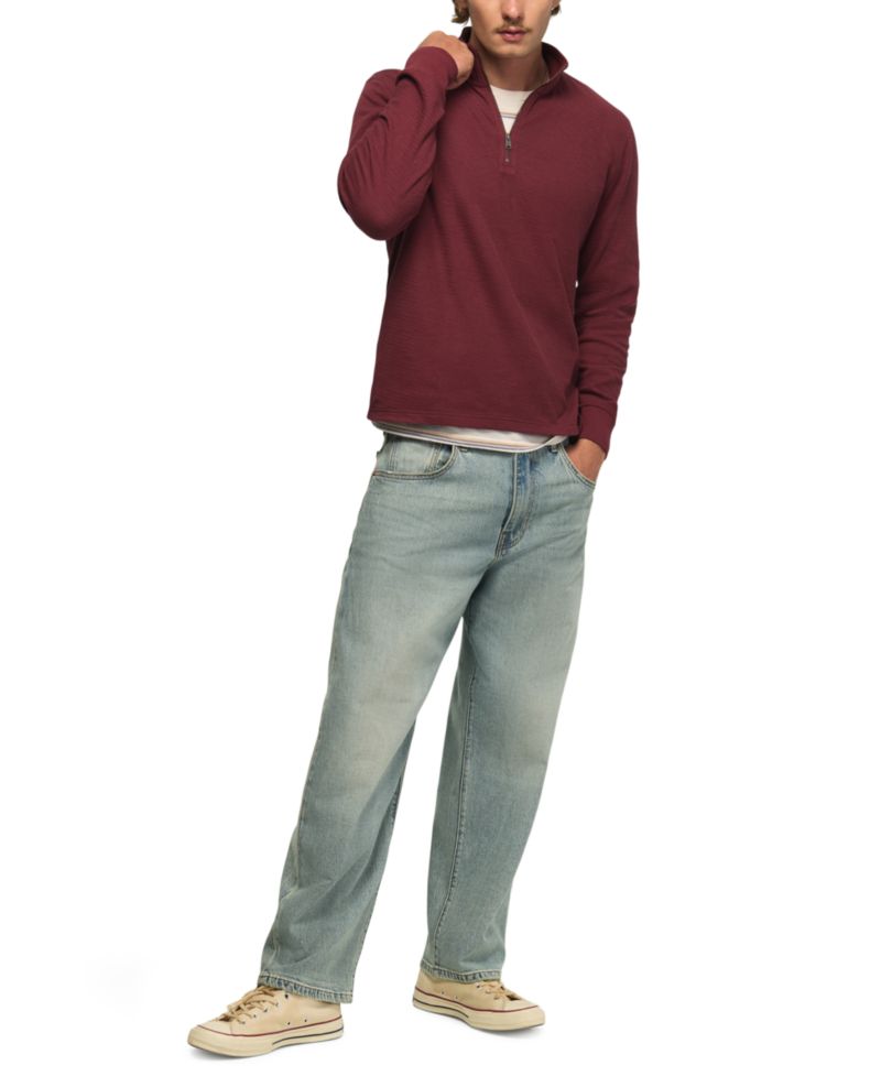 Men's Mockneck Quarter-Zip Textured Sweater