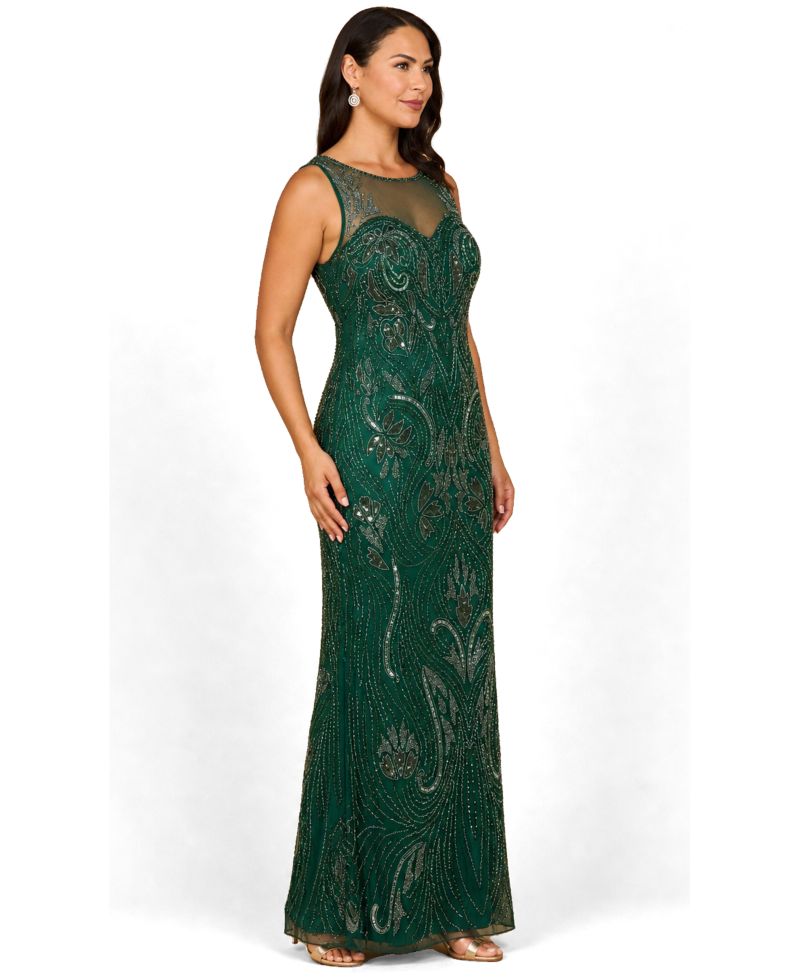 Women's Beaded High Neckline Gown