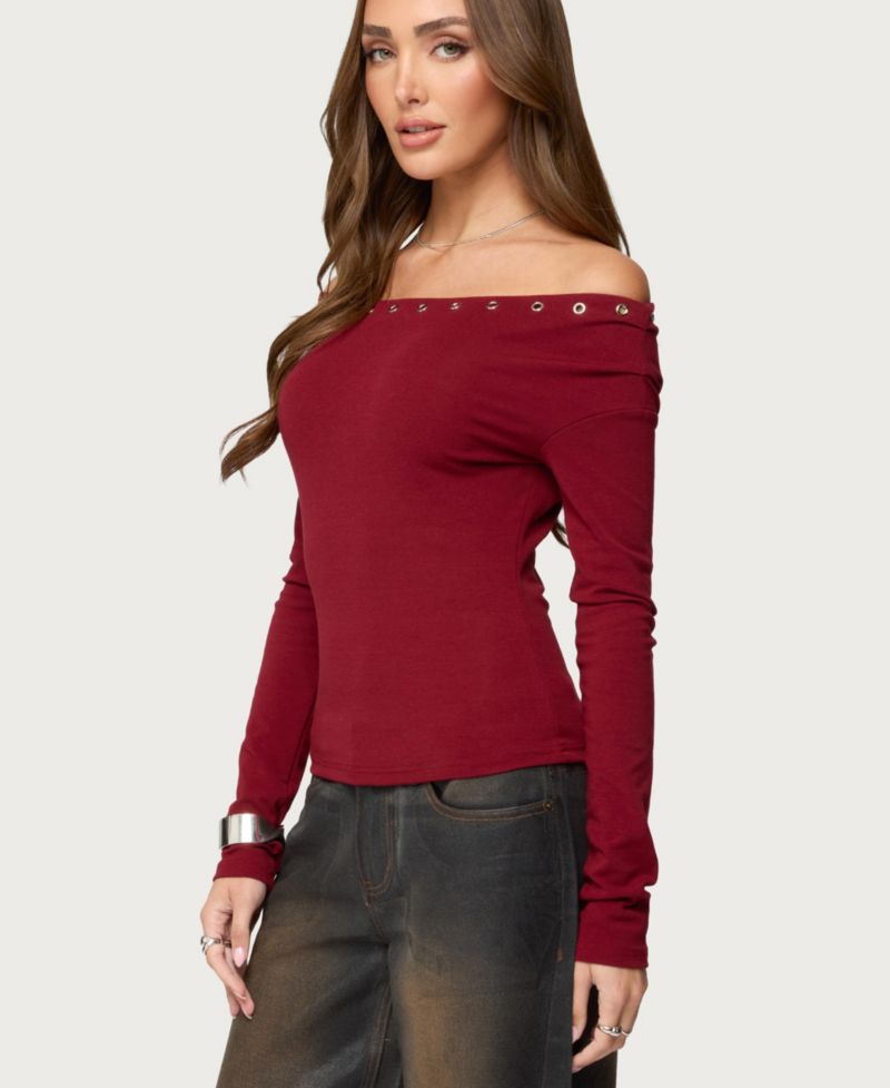 Womens Rebekka Grommet Off Shoulder Top