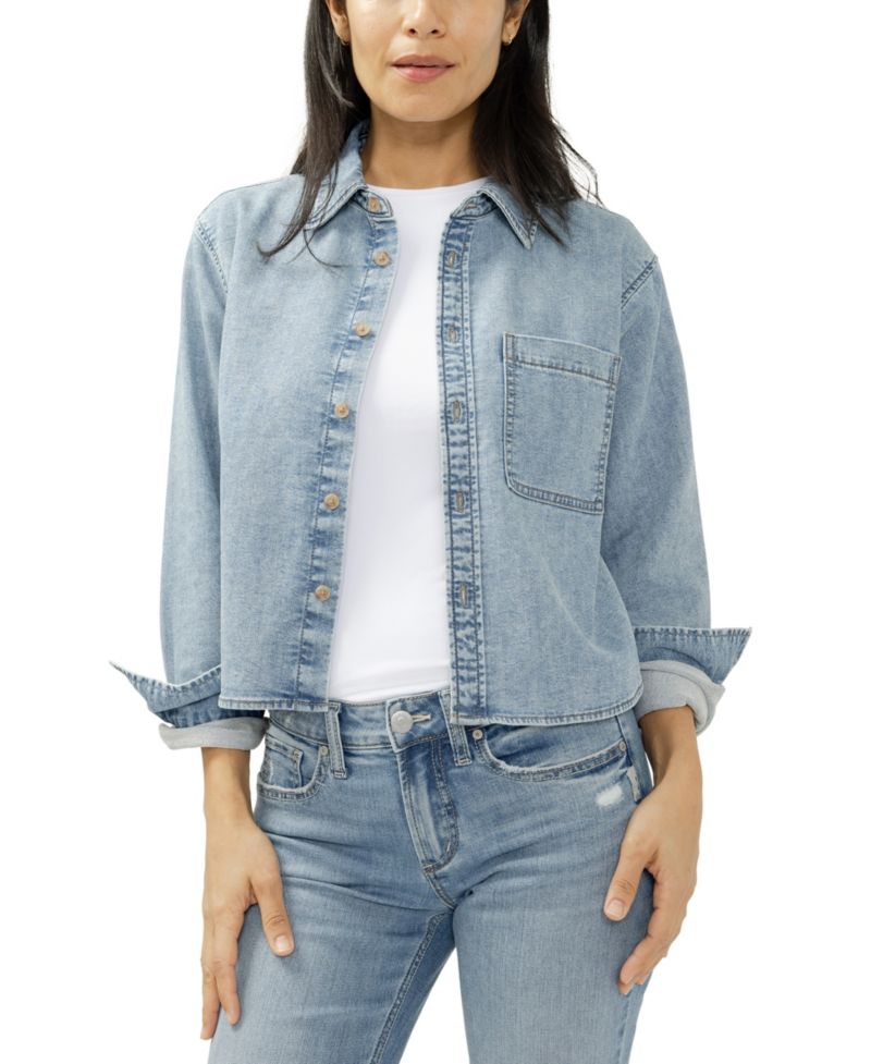 Women's Button-Front Knit Flex Shirt